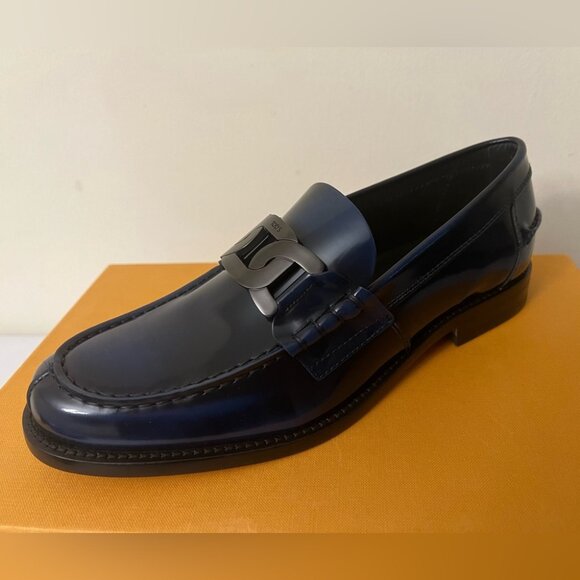 NIB Tods ‘Kate’ Chain Baltic Blue Patina Moccasin Loafers 8EU/9US $895.00 *2024* main image 12